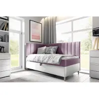 Fun-Möbel Boxspringbett Gästebett Kinderbett HELVI Nr.3 100x200cm Weiss-Rosa Seite Links