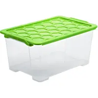Rotho 1008105092, Aufbewahrungsbox, Grün, Transparent, Rechteckig, Einfarbig, Drinnen, 44 l