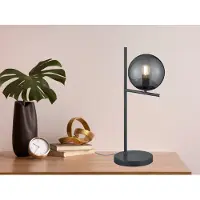 Meine Wunschleuchte Design LED Nachttischlampe Anthrazit Kugel Schirm Rauchglas - fürs Schlafzimmer