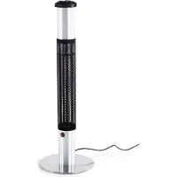 Beliani Heizstrahler elektrisch Schwarz mit Silber aus Aluminium 1500 Watt mit integrierter Aschenbecher Modern
