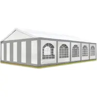 Profizelt24 Hochwertiges Zelt Partyzelt 5x10 10x5 m Pavillon 240g/m² PE Plane ! Stahlkonstruktion ! Inkl. 10 Seitenteile + 2 Giebelteile mit Eingang ! grau-weiß