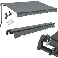Juskys Markise 250 x 200 cm - Beschattung Terrasse & Balkon - Gelenkarmmarkise mit Kurbel & Halterung - Sonnenschutz Balkonmarkise Gelenkmarkise Grau