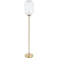 Beliani Stehlampe Gold Metall Glas Rund Glamouröser Stil für Wohnzimmer Schlafzimmer Stehleuchte Beleuchtung