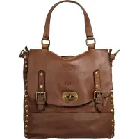 Forty Cityrucksack , Damen, Gr. B/H/T: 32cm x 28cm x 8cm, onesize, braun (cognac), Leder, Rindsleder, leicht glänzend, unifarben, Rucksäcke Cityrucksack, echt Leder, Made in Italy