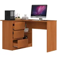 Akord Eck-Schreibtisch B16 links Erle und 2 Ablagen B124 x H77 x T85 cm