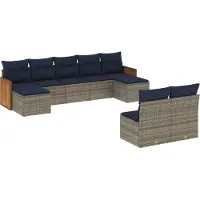 Syfax 9-teiliges Gartensofa-Set mit Kissen, grau, Polyrattan