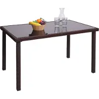 Mendler Poly-Rattan Tisch HWC-G19, Gartentisch Balkontisch, 120x75cm - braun
