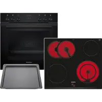 Siemens PQ222KA0BZ (HE271ABB3+EA631GNA1E+HZ631070), Keramik, 4 Zone(n), Glaskeramik, Schwarz, Touchsteuerung, 58,3 cm