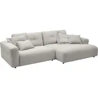 KAWOLA Sofa MIKA Ecksofa XL Cord hellgrau Longchair rechts