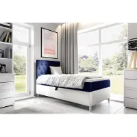 Fun-Möbel Boxspringbett Gästebett Kinderbett FINJA Nr.1 100x200cm Weiss-Blau