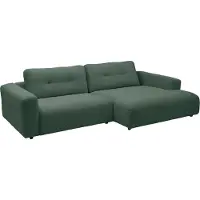 KAWOLA Sofa MIKA Ecksofa Cord smaragd Longchair rechts