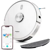 Medion Saugroboter mit Lasernavigation und Wischfunktion X41 SW (Starke 8000Pa Saugkraft, 2in1 Roboterstaubsauger, präzise Kartenerstellung, Go & No Go Bereiche, mehrere Etagen)