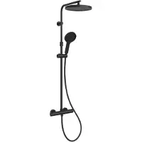 Kielle Oudee - Duschset mit Thermostat, Durchmesser 260 mm, 3 Strahlen, schwarz matt 20602014