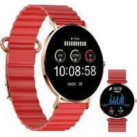 Xlyne XCOAST SIONA 2 Wave Rot Damen Smartwatch - AMOLED, Wasserdicht, Puls, Blutdruck, Blutsauerstoff, 7 Tage Akku, iOS & Android