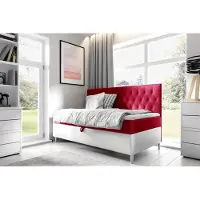 Fun-Möbel Boxspringbett Gästebett Kinderbett FINJA Nr.2 90x200cm Weiss-Rot