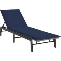 Syfax Sonnenliege mit Auflage Grau Poly Rattan