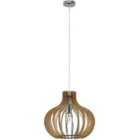 LINDBY Pendelleuchte Sina, Ø 35 cm, Holz, E27
