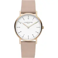 Liebeskind berlin Damen Armbanduhr – Rundes 34 mm Edelstahlgehäuse – Beiges Lederarmband – 5 ATM wasserdicht – Klassisch & elegant – Leicht ablesbares Zifferblatt