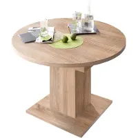 Möbelando Esstisch >Judd< (ausziehbar bis 144cm) in Eiche sägerau - 104/144x76x104cm (BxHxT)