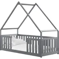 Mirjan 24 Kinderbett mit schubladen Bee, Hausbett, Lattenrost Flex aus Buchensperrholz (Farbe: Asche, Größe: 80x200 cm)