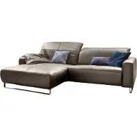 KAWOLA Sofa YORK Leder Life-line bisquit Rec links Fuß Metall Chrom matt