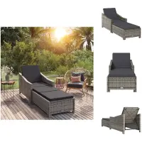 vidaXL Sonnenliege mit Dunkelgrauer Auflage Poly Rattan Grau - Sonnenliegen