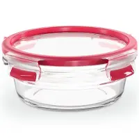 EMSA Aufbewahrungsbecher "Clip & Close Glas" 2 tlg. 0,6 Liter, rund, Stapelkante, backofengeeignet, auslaufsicher