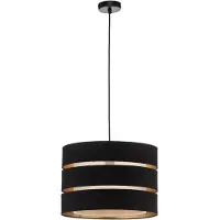 LINDBY Hängeleuchte Tsomo, Ø 40 cm, schwarz, Stoff, E27