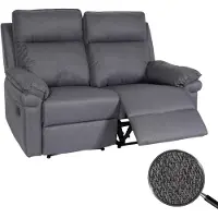 Mendler 2er Kinosessel HWC-L94, Relaxsessel Fernsehsessel Sofa, Armlehne Liegefunktion Nosagfederung Stoff/Textil dunkelgrau