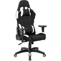 Dmora Gaming-Stühl Bundaberg, Gaming-Sessel für Erwachsene, Schreibtischstuhl, 57x72h124/134 cm, Schwarz und Weiß