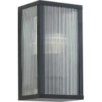 LINDBY Außenwandlampe Peldar, anthrazit/geriffelt, 26 cm