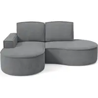 Bettso FLOW Ecksofa mit abgerundeten Seiten und Kissen in Graphit, Stoff Curio Links