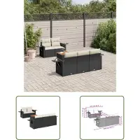 The Living Store 6-tlg. Garten-Sofagarnitur mit Kissen Schwarz Poly Rattan