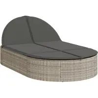 Syfax Doppel-Sonnenliege mit Kissen Hellgrau Poly Rattan