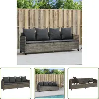 The Living Store Sonnenliege mit Kissen Grau Poly Rattan