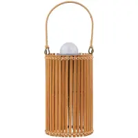 LINDBY LED-Solar-Tischleuchte Amaria, Bambus, Ø 12 cm