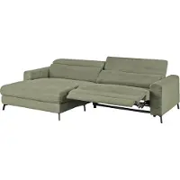 KAWOLA Sofa LAISKA Ecksofa Relaxfunktion teilmotorisch Cord olivgrün Longchair links