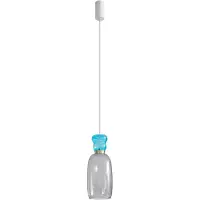 LUCANDE LED-Hängelampe Fay, hellgrau/hellblau, Glas, Ø 15 cm