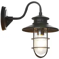 LINDBY Außenwandleuchte Kyan, Höhe 32 cm, schwarz, IP44, E27