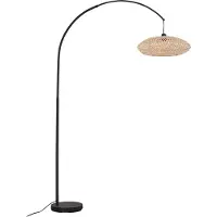 LINDBY Bogenleuchte Solvian, schwarz/natur, Bambus, Metall