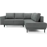 Selsey Ecksofa Rodario mit Schlaffunktion, Easy-Clean-Veloursbezug in Dunkelgrau, rechtsseitig