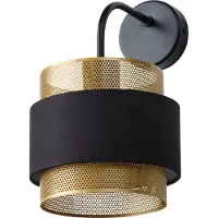 Osram Decor Hornet Wandleuchte E27 Schwarz Gold, Wandlampe aus Metall und Textil, für warme Wandbeleuchtung