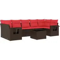 Syfax 8-teiliges Gartensofa-Set mit Kissen, braun, Polyrattan