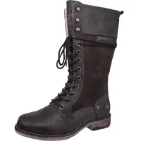 Mustang Damen Stiefel Schnürstiefel Warmfutter Blockabsatz 1295-606, Größe:37 EU, Farbe:Schwarz