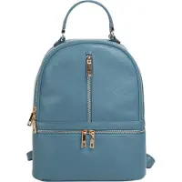 Samantha Look Cityrucksack , Damen, Gr. B/H/T: 30cm x 25cm x 9cm, onesize, blau (hellblau), Leder, Rindsleder, unifarben, Rucksäcke Cityrucksack, echt Leder, Made in Italy
