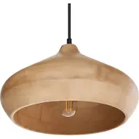 Beliani Hängelampe Hellbraun aus Holz Rundes Design Modern Boho Stil Hängeleuchte Pendelleuchte Esszimmerlampe Esstischlampe Wohnzimmerlampe