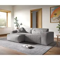 DELIFE Ecksofa Sirpio XL 270x170 cm Cord Silbergrau Recamiere variabel