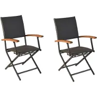 Merxx Gartensessel Paxos 2er Set, klappbar - Aluminium/Textil/Akazie