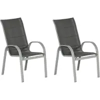 Merxx Stapelstuhl "Amalfi Deluxe", grau, B:55,5cm H:104cm T:66cm, Obermaterial: 100% Polyester, Stühle, Stapelstuhl, 2er Set, Alu/Textil, stapelbar