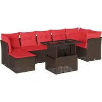 Syfax 8-teiliges Gartensofa-Set mit Kissen, braun, Polyrattan